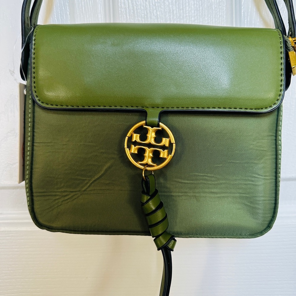 Tory Burch Green Crossbody Bag with Gold Logo